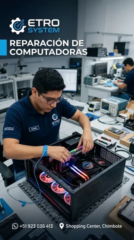 ETRO SYSTEM: reparación de computadoras, laptops, servidores y cámaras de seguridad en el Shopping Center de Chimbote (WhatsApp 923 036 413)
