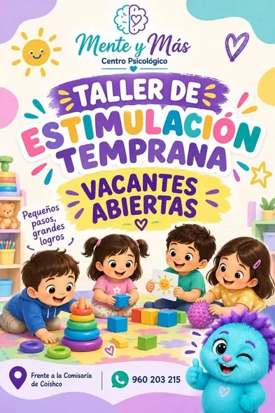 Talleres de arte terapia, dificultades de lenguaje y estimulación temprana del centro psicológico Mente y Más en Coishco