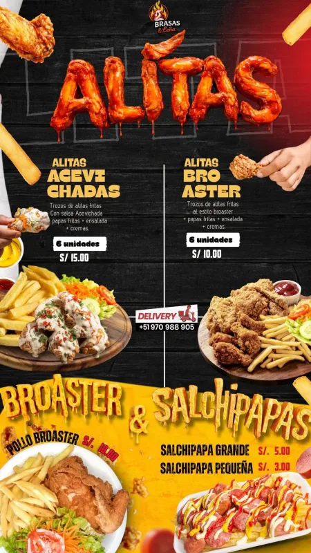 Pollo a la brasa, lomos, chaufas, parrillas, alitas y salchipapas en Huarmey
