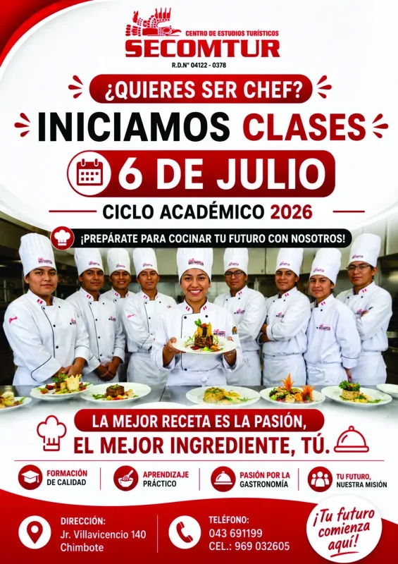 Instituto SECOMTUR de gastronomía en Nuevo Chimbote: clases de cocina, repostería y titulación