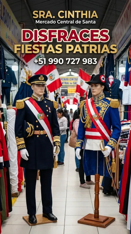 Sra. Cinthia: zapatillas, sandalias y botas, disfraces para el colegio, polos de olimpiadas, mochilas escolares y calendarios en el Mercado Central de Santa (WhatsApp 990 727 983)