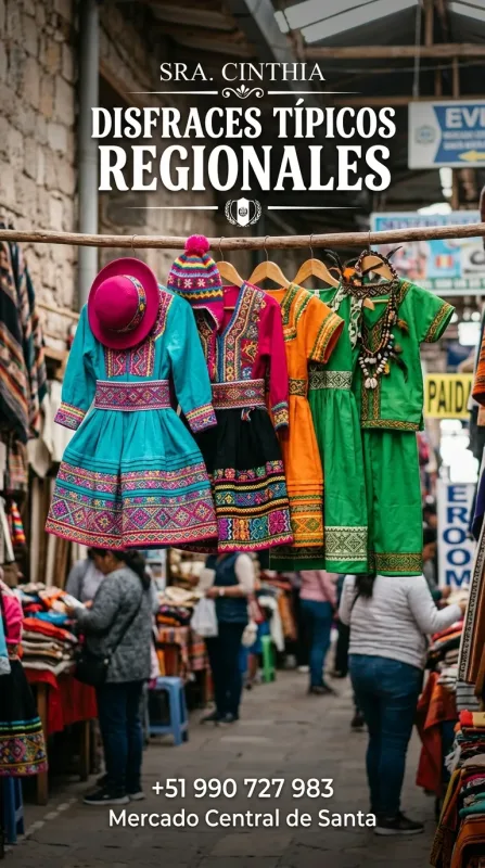 Sra. Cinthia: zapatillas, sandalias y botas, disfraces para el colegio, polos de olimpiadas, mochilas escolares y calendarios en el Mercado Central de Santa (WhatsApp 990 727 983)