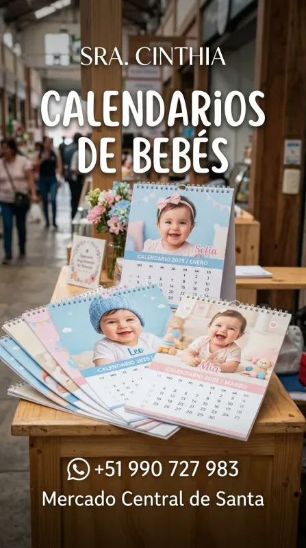 Sra. Cinthia: zapatillas, sandalias y botas, disfraces para el colegio, polos de olimpiadas, mochilas escolares y calendarios en el Mercado Central de Santa (WhatsApp 990 727 983)