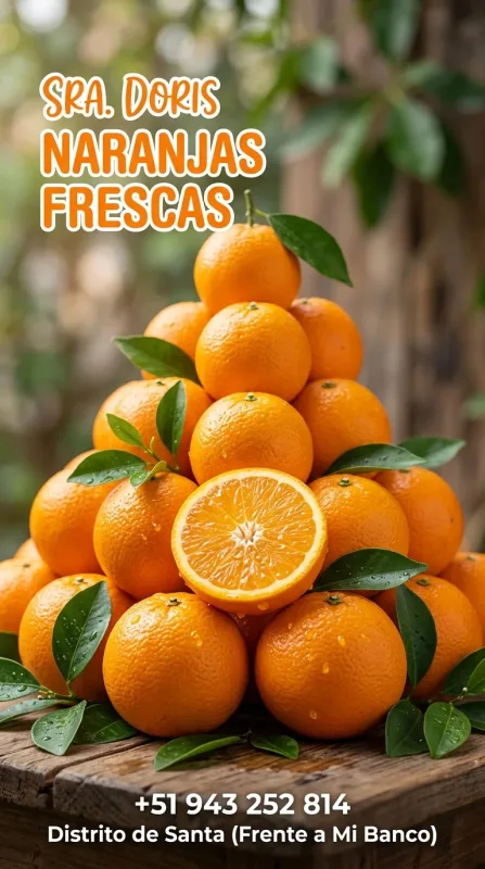 Sra. Doris: huevos de corral, fruta fresca, ropa, medias y arreglos florales en el distrito de Santa, frente a Mi Banco (WhatsApp 943 252 814)