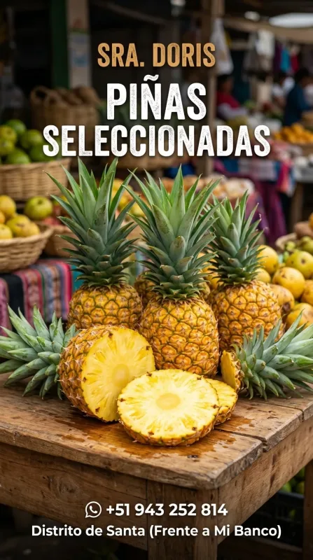 Sra. Doris: huevos de corral, fruta fresca, ropa, medias y arreglos florales en el distrito de Santa, frente a Mi Banco (WhatsApp 943 252 814)