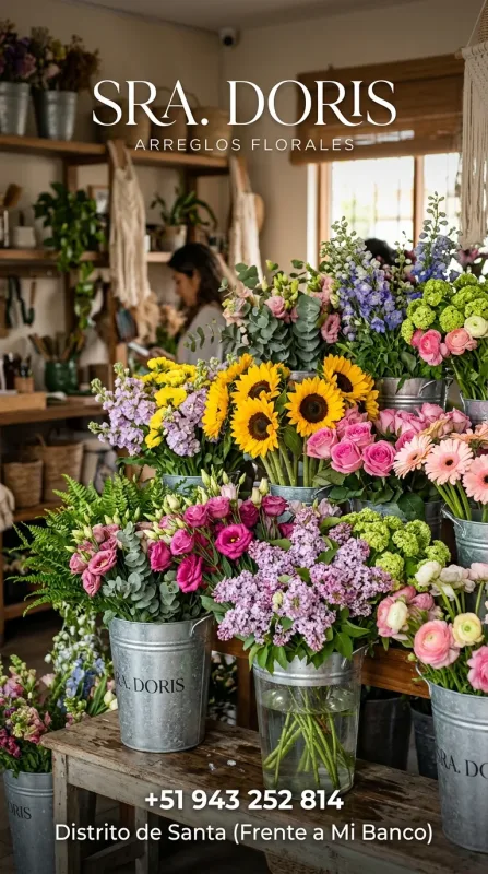 Sra. Doris: huevos de corral, fruta fresca, ropa, medias y arreglos florales en el distrito de Santa, frente a Mi Banco (WhatsApp 943 252 814)