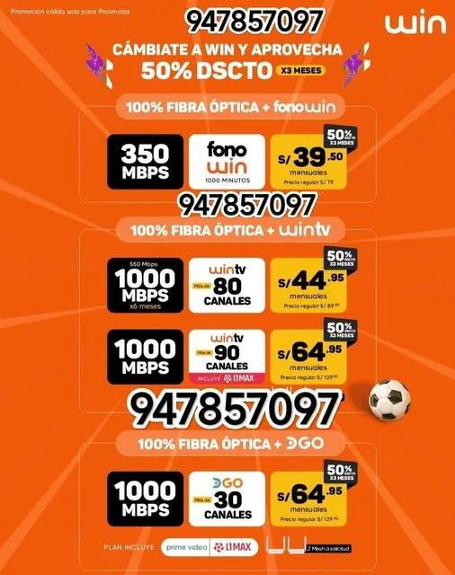 Win Fibra Óptica y TV